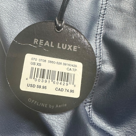 Aerie Offline Luxe Faux Leather Leggings Blue NWT - Picture 6 of 6